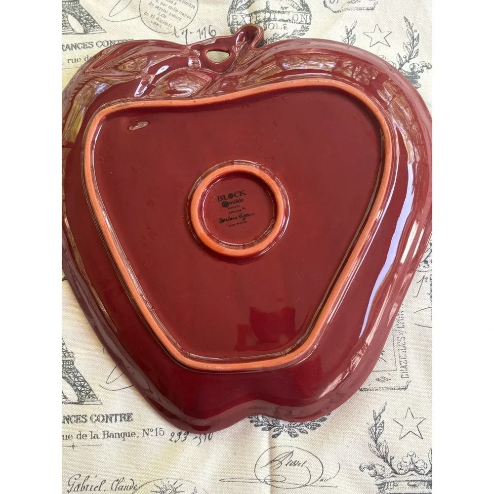 VTG Block Molde Portugal Barbara Eigen Apples Red Green Leaves Platter 12" - Picture 3 of 7